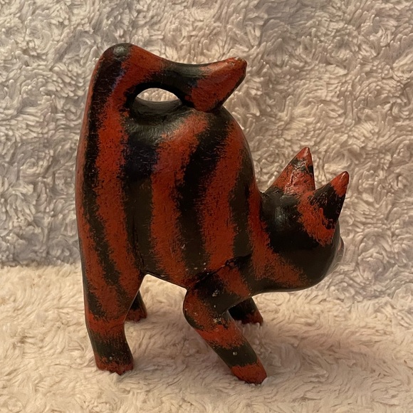 Vintage Wooden Orange & Brown Cat Sculpture Arched Back - Picture 5 of 8